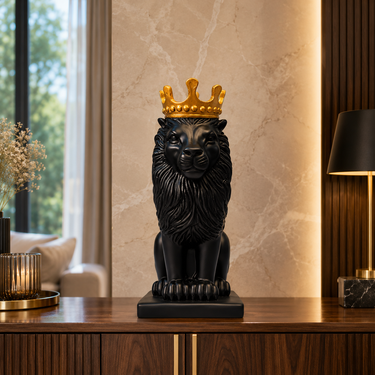Royal Crown Lion Decorative Showpiece for Home Decor
