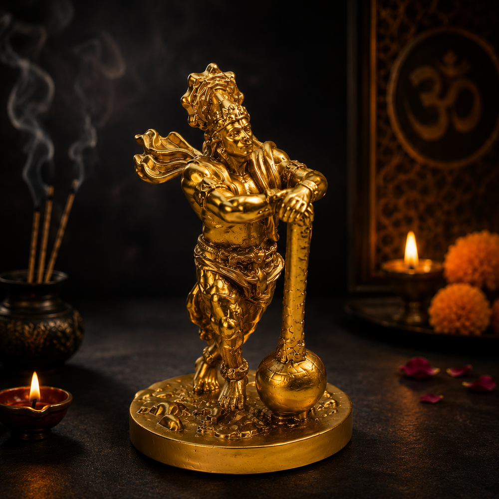 Golden Lord Hanuman Decorative Showpiece