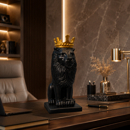 Royal Crown Lion Decorative Showpiece for Home Decor