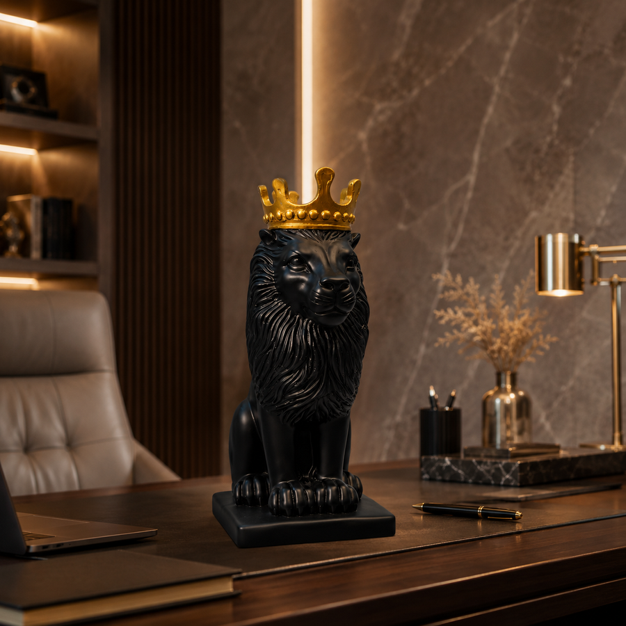 Royal Crown Lion Decorative Showpiece for Home Decor
