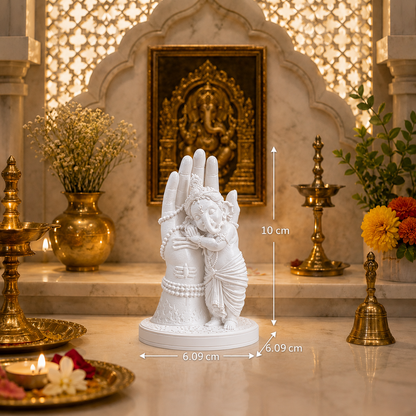 Divine Bal Ganesha Sleeping on Shivji’s Hand (White)