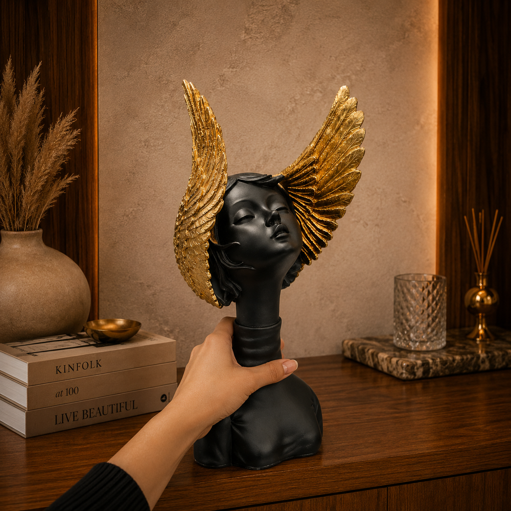 Golden Wings Angel Decorative Showpiece for Home Decor