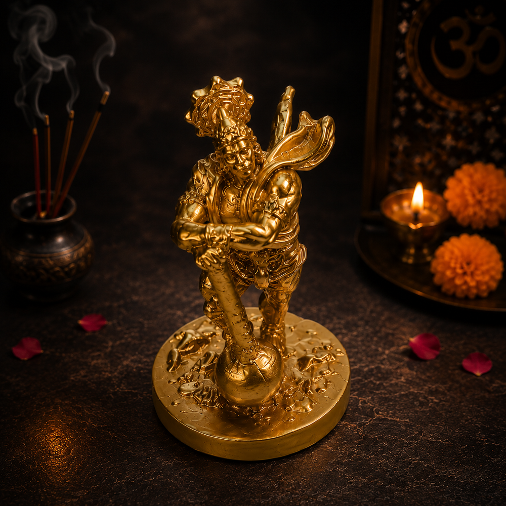 Golden Lord Hanuman Decorative Showpiece