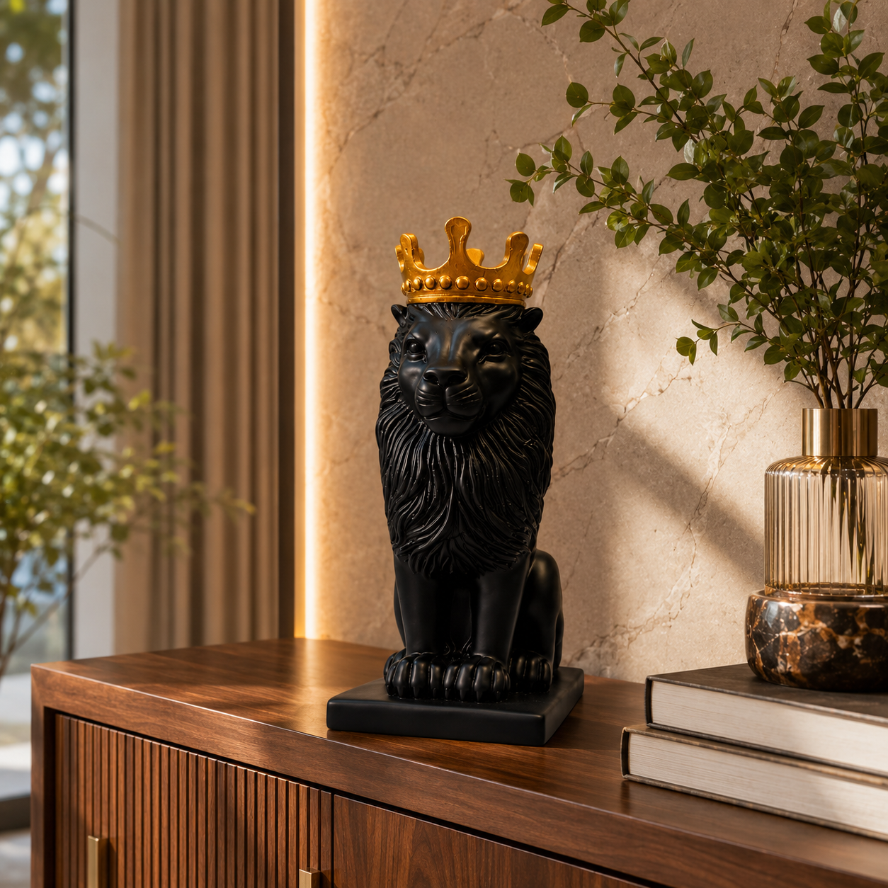 Royal Crown Lion Decorative Showpiece for Home Decor