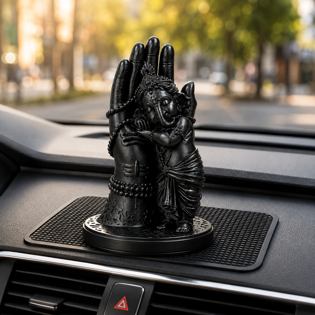 Divine Bal Ganesha Sleeping on Shivji’s Hand (Black)