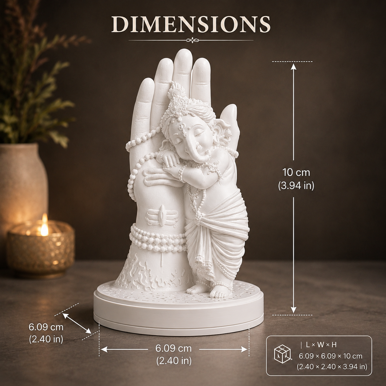 Divine Bal Ganesha Sleeping on Shivji’s Hand (White)