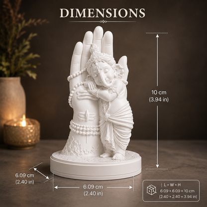 Divine Bal Ganesha Sleeping on Shivji’s Hand (White)