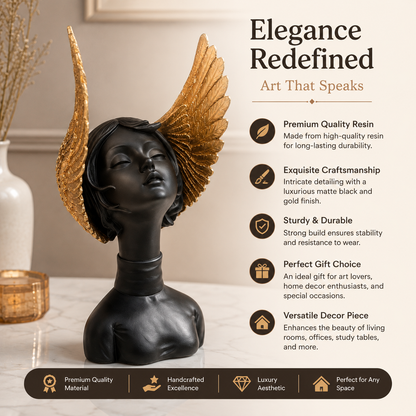 Golden Wings Angel Decorative Showpiece for Home Decor
