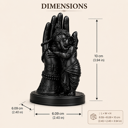 Divine Bal Ganesha Sleeping on Shivji’s Hand (Black)