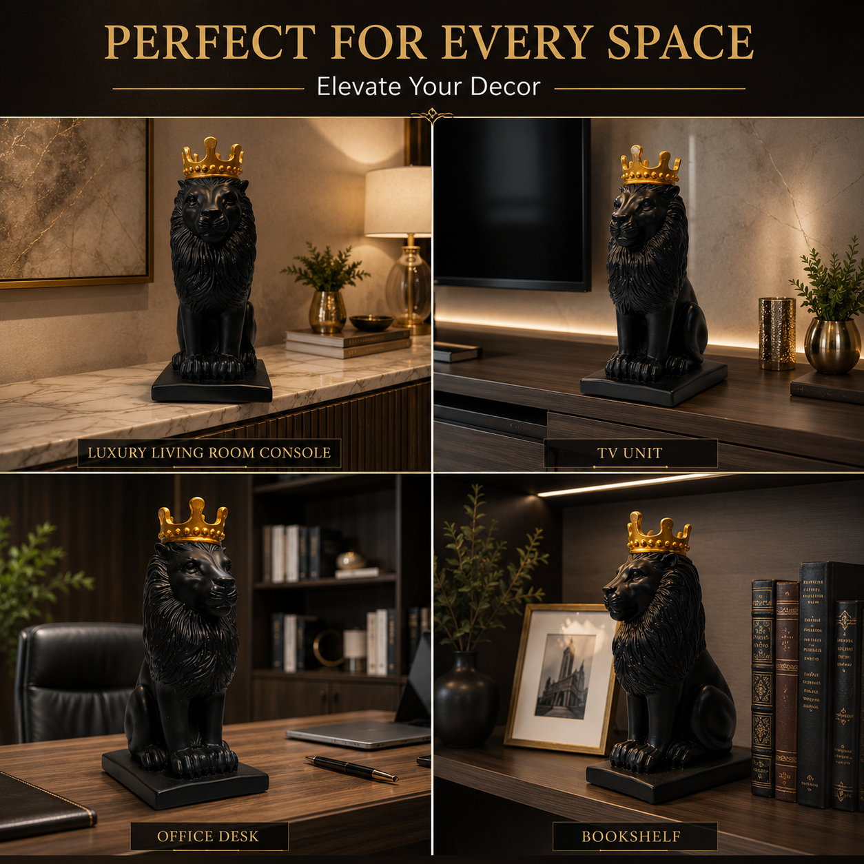 Royal Crown Lion Decorative Showpiece for Home Decor