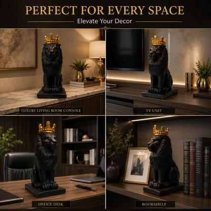 Royal Crown Lion Decorative Showpiece for Home Decor