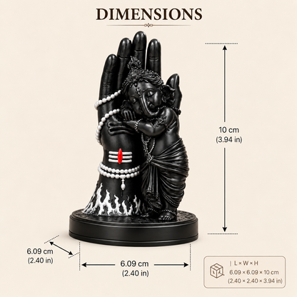 Divine Bal Ganesha Sleeping on Shivji’s Hand (Black with White Detailing)
