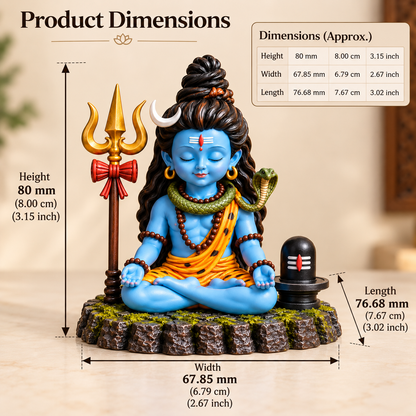 Divine Bal Shiva Meditation Statue with Trishul & Shivling (Multicolor)