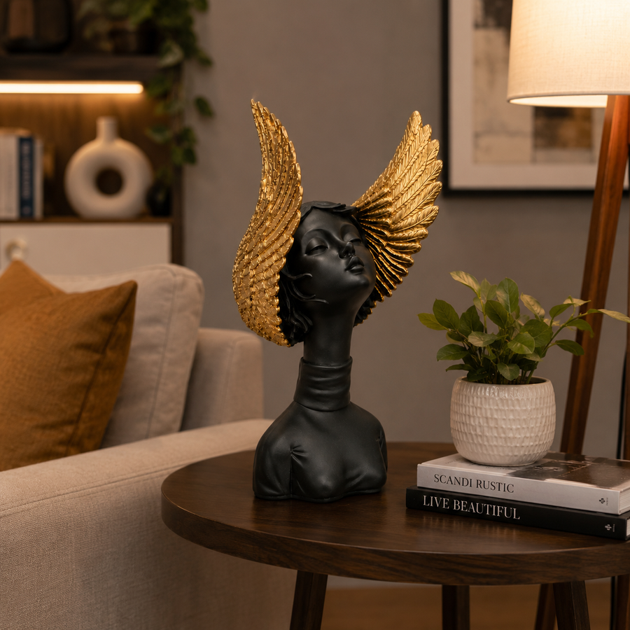 Golden Wings Angel Decorative Showpiece for Home Decor
